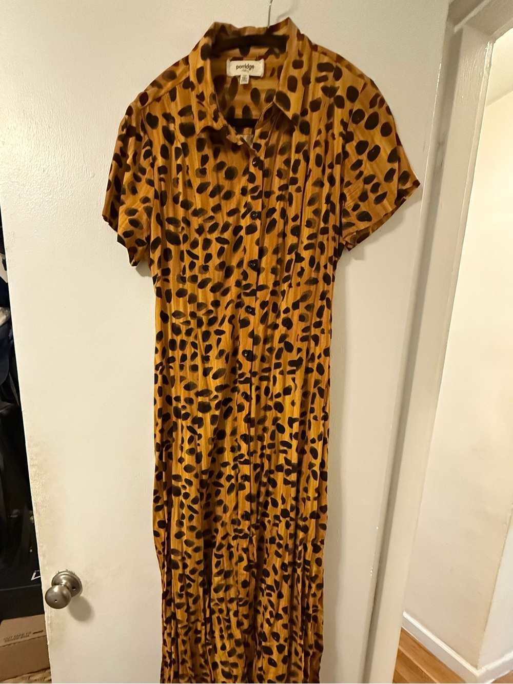 Porridge Women's Mustard Yellow Leopard Print Maxi Dress